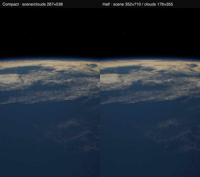 Two phone screenshots of the same cloudy horizon, slightly different in sharpness.